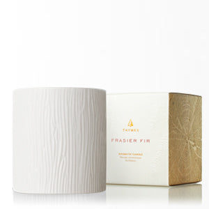 Thymes Frasier Fir 0521607000 Gilded Ceramic Candle, Medium 11 oz