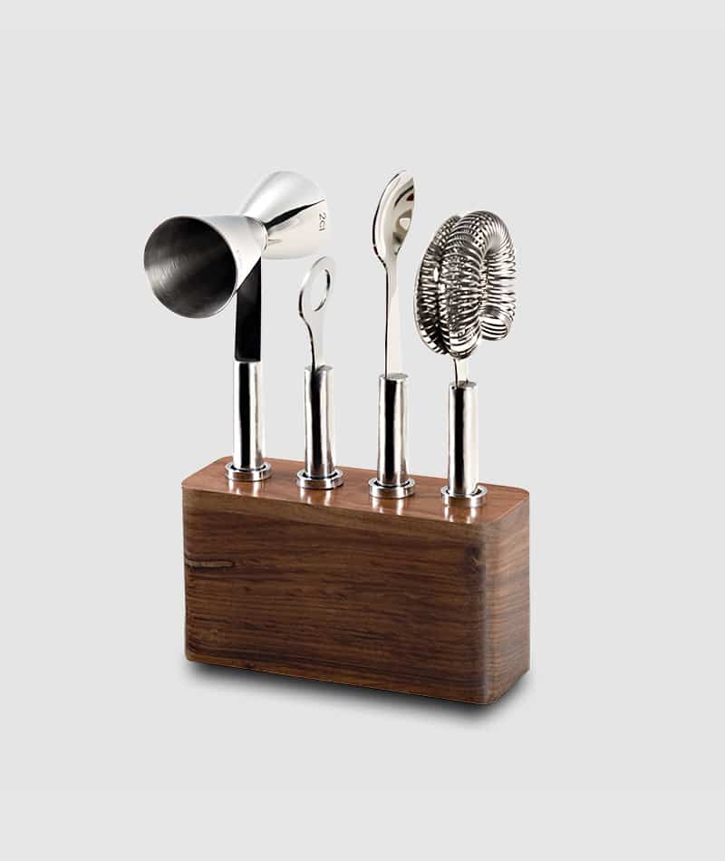 Mary Jurek Design HCM001 Cosmo Bar Set w/Wood Base - 4pc Set