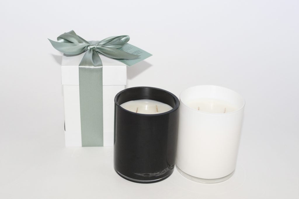 B's Knees 2-Wick White Glass Candles