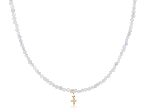 enewton N15GE3AQSCSMG 15" Choker Gemstone 3mm Aquamarine - Signature Cross