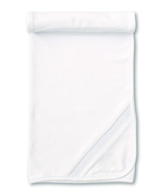 Kissy Kissy Celebrate Charm White/Blue Hand Smocked Blanket