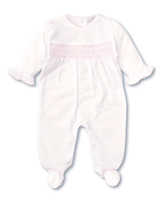 Kissy Kissy KGQ04489N CLBCHARM White/Pink Footie with Hand Smocking