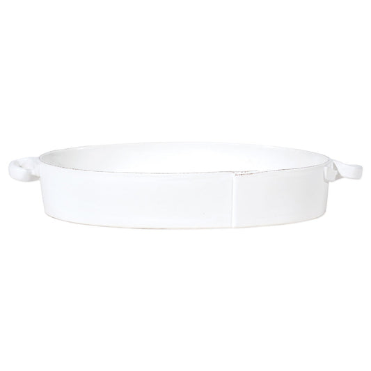 Vietri LAS-2655W Lastra Handled Oval Baker - White