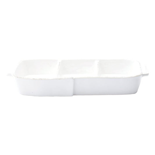 Vietri MLAS-W2336 Melamine Lastra White Three-Part Server