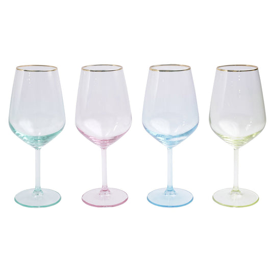 Vietri VBOW-52120 Rainbow Assorted Wine Glass - Set of 4