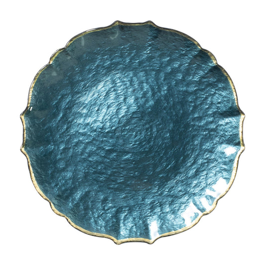 Vietri VPAS-5221-T Baroque Glass Teal Charger