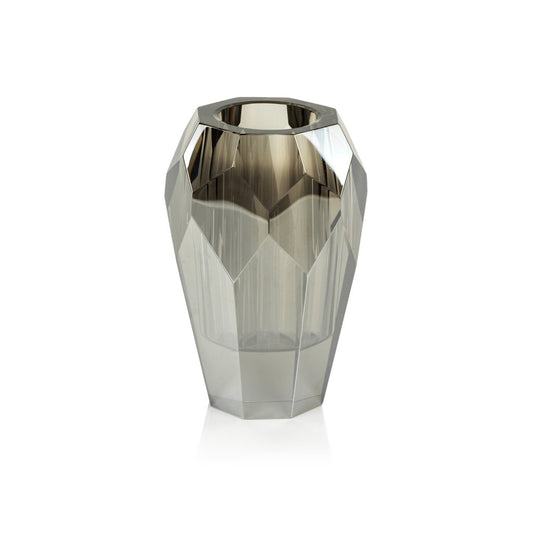 Zodax CH-5987 Veniza Cut Crystal Vase - Smoke