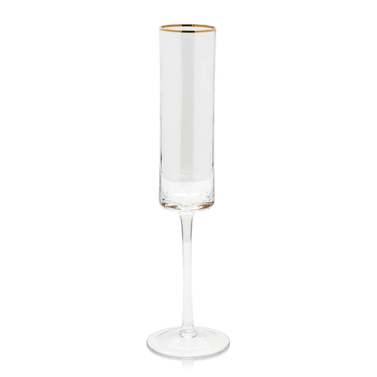 Zodax CH-6547 Optic Champagne Flute with Gold Rim