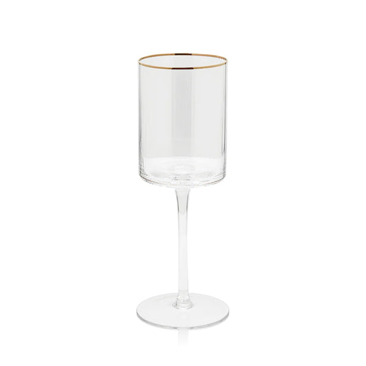 Zodax CH-6549 Optic White Wine Glass w/ Gold Rim