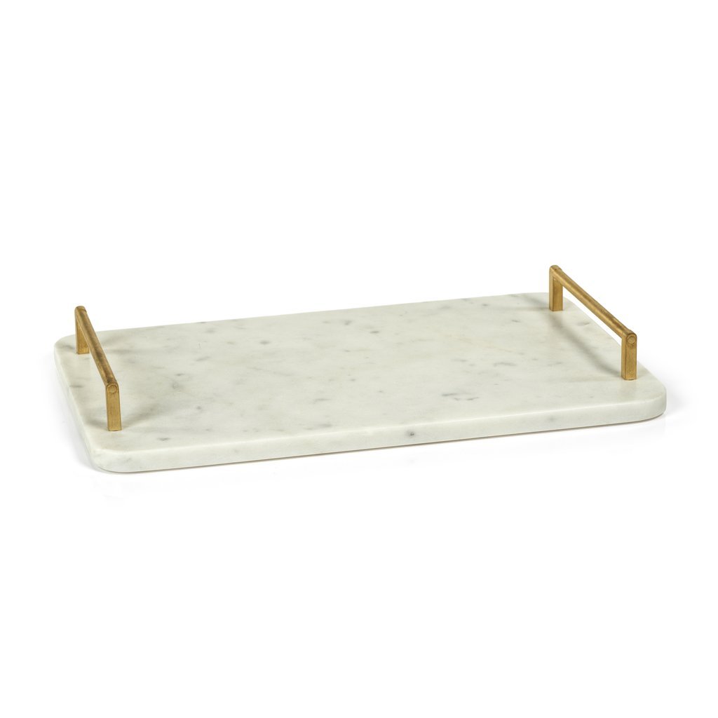 Zodax IN-7200 Andria Marble Tray W/ Gold Metal Handles