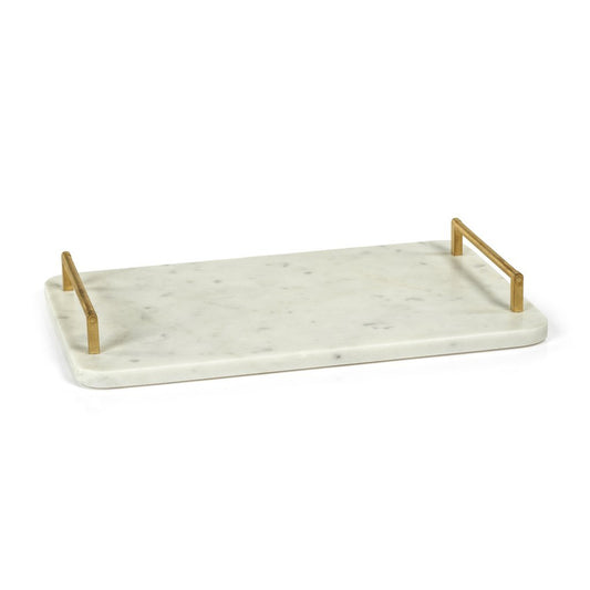 Zodax IN-7200 Andria Marble Tray W/ Gold Metal Handles