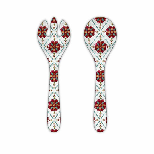 Le Cadeaux 121ALGR Allegra Red Salad Servers (discontinued pattern)