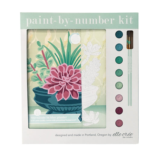 Elle Cree Paint by Number Kit - Succulents in Blue Planter