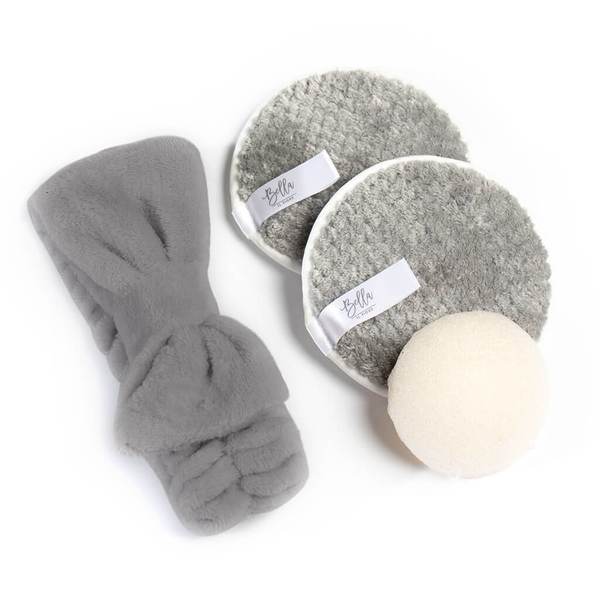 Bella Freshy Face Set - Bow Headband, Konjac Sponge, 2 Cleansing Pads