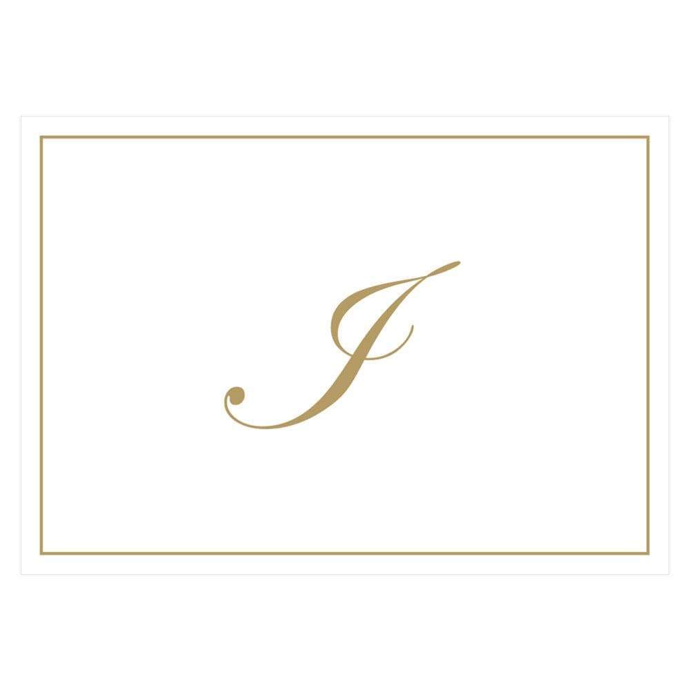 Caspari Gold Embossed Single Initial Boxed Note Cards - 8 Note Cards & 8 Envelopes