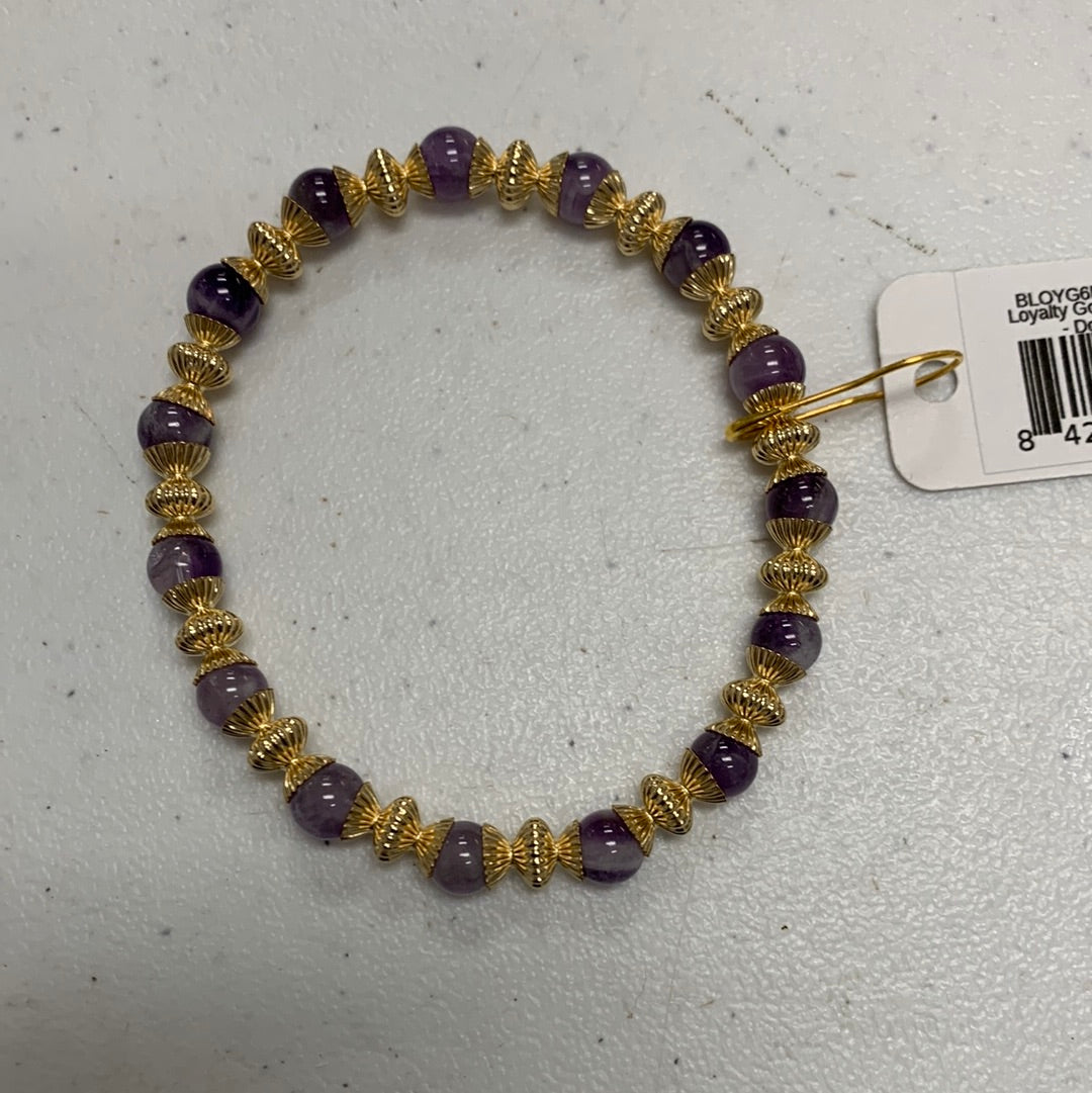 enewton BLOYG6DGAM Loyalty Gold 6mm Bead Bracelet - Dogtooth Amethyst