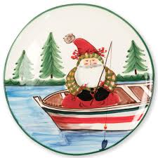 Vietri OSN-78070 Old St. Nick Round Platter - Fishing