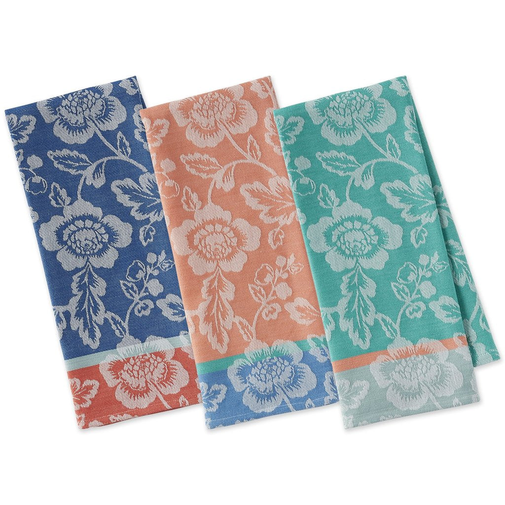 Design Imports Big Blooms Jacquard Dishtowels