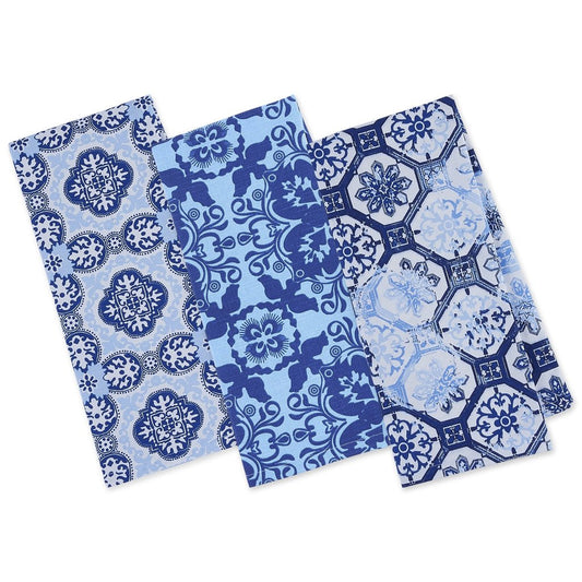 Design Imports Porto Blue Printed Dishtowels