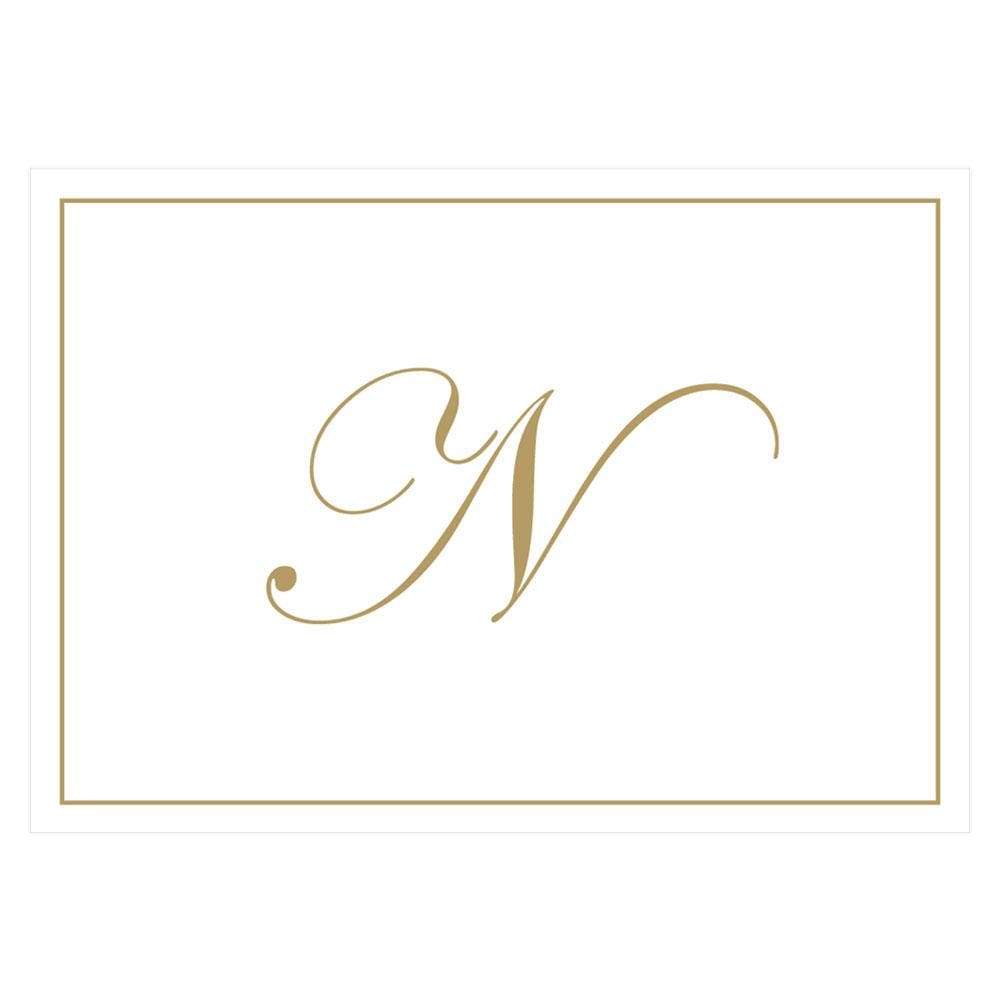 Caspari Gold Embossed Single Initial Boxed Note Cards - 8 Note Cards & 8 Envelopes