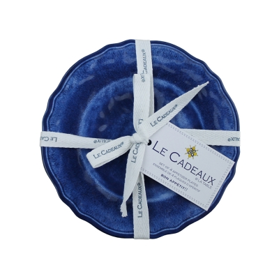 Le Cadeaux 097CAMB Campania Blue Appetizer Plates Set of 4