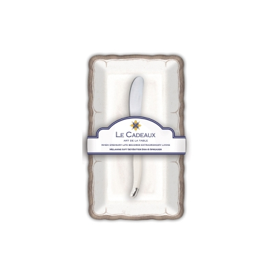 Le Cadeaux GS-BD-RUSW Rustica White Butter Dish Set