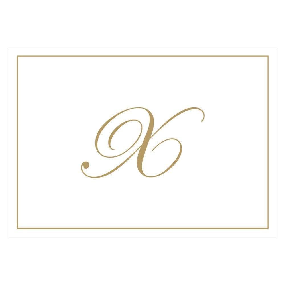 Caspari Gold Embossed Single Initial Boxed Note Cards - 8 Note Cards & 8 Envelopes