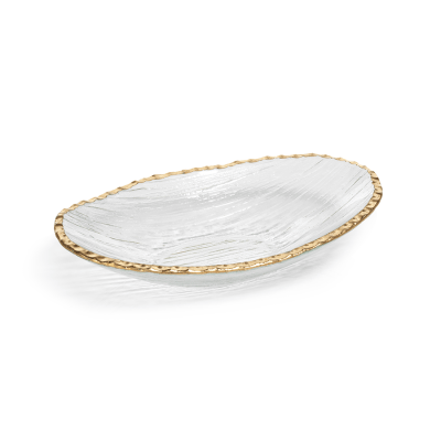 Zodax CH-5763 Clear Textured Bowl w/Jagged Gold Rim - Small